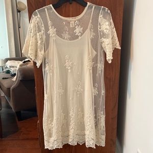 Band of Gypsies white cami lace overlay dress